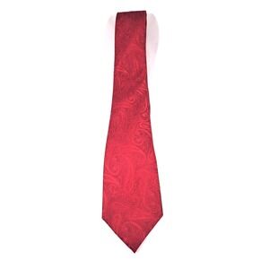 Chaps Mens Red Paisley Silk Blend Jacquard Woven Classic Necktie Tie